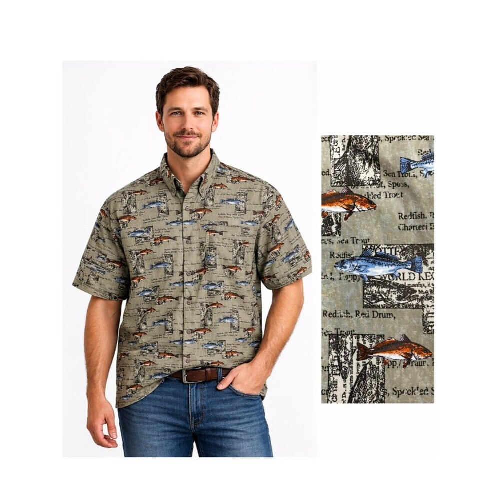 Columbia Sight Fisher Cotton Print Shirt XXL Short Sleeve NWT